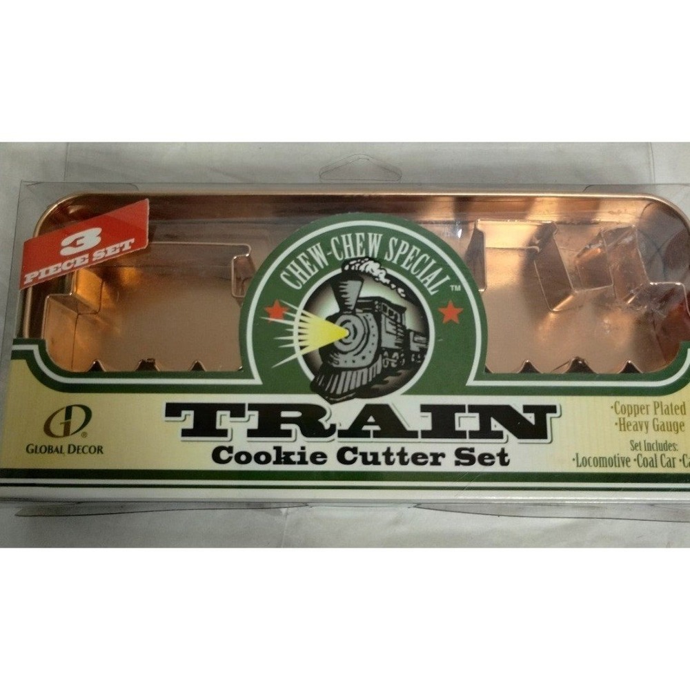 Copper Train Cookie‎ Cutter Set 3pc – Locomotive Coal Car Caboose Heavy Gauge